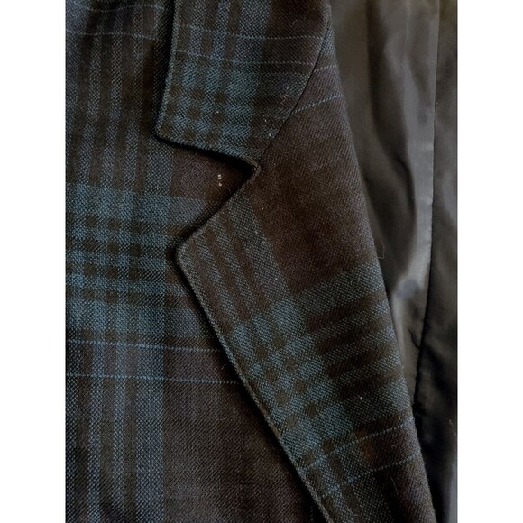 Vintage Retro Twee Academia Blazer Black Blue Plaid Tartan Wool Bl | Vtg 11/12 - Picture 4 of 10